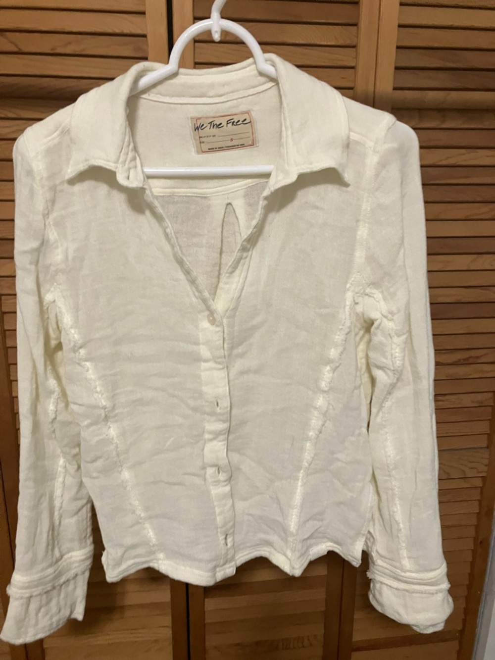 We The Free Cream Button-Front Collared Shirt